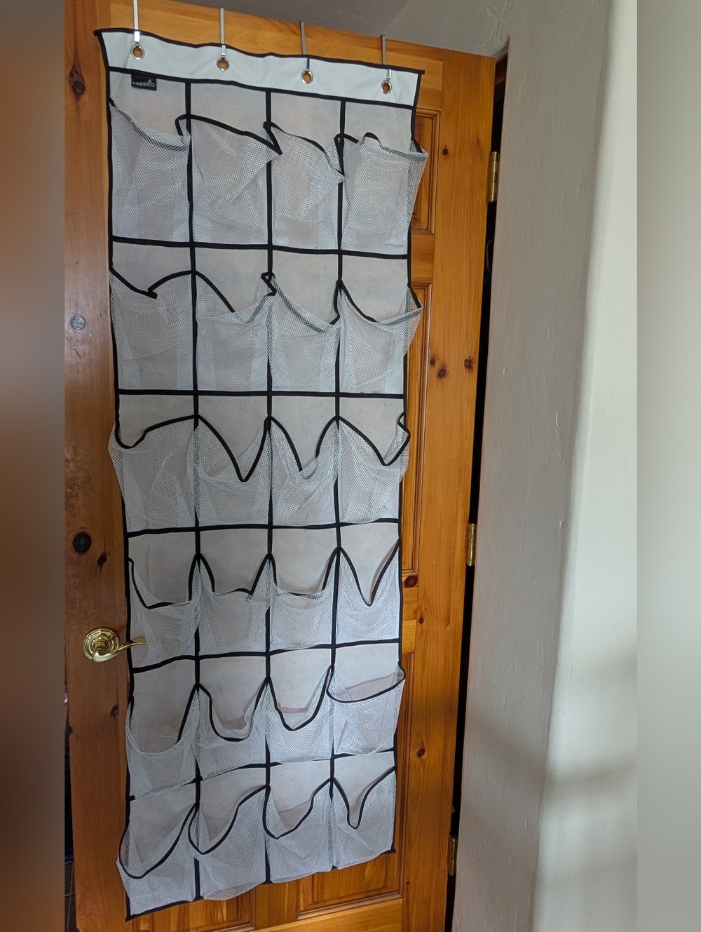 Over-the-Door 24-Pocket Mesh Organizer - White with Black Trim